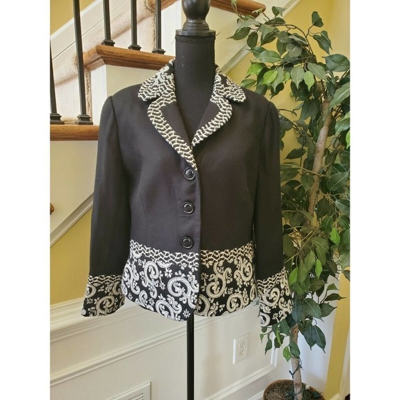 Coldwater Creek Jacquard Blazer Size 14P - Picture 1 of 11